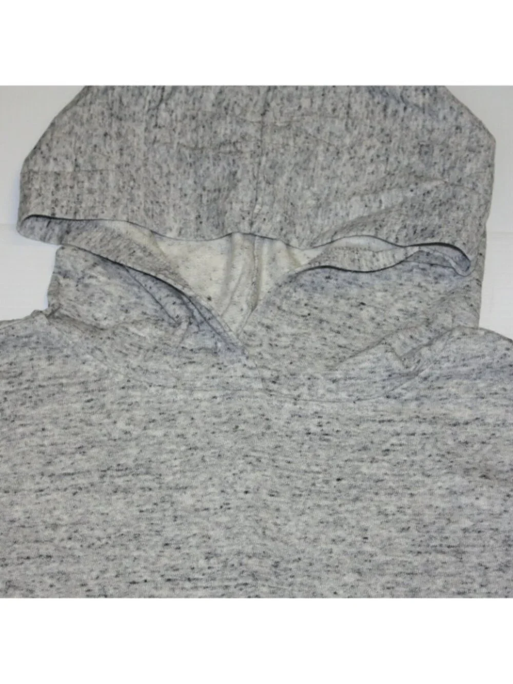 Justice Girl's Heathered Gray Loose Fit Raw Hem Cropped Hoodie Top in size 8-10